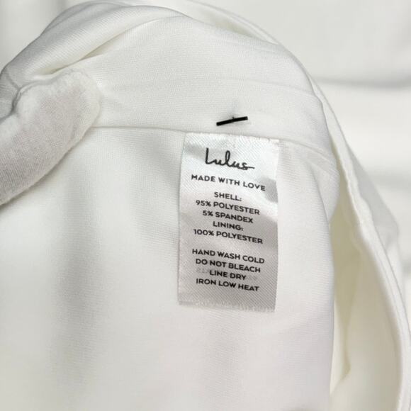 Lulus High Waist Stretch Crepe Side Slits Wide Leg Pants White size Small NWOT - Picture 8 of 8